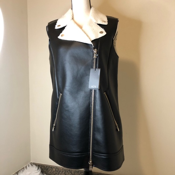 NWT Armani A/X Faux Shearling Moto Vest - Picture 5 of 11